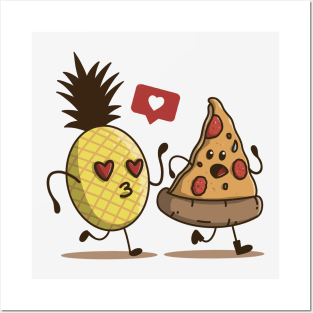 Pizza with Pineapple love Posters and Art